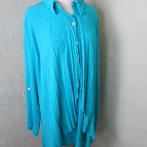 Lotus Traders 3X Romantic Boho Tunic Blouse Shirt Top Blue